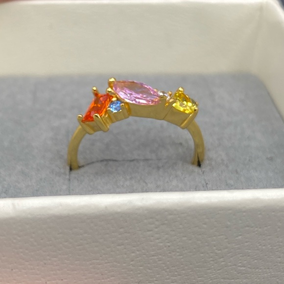 S925 gold plated Geometric multigems Ring - Picture 13 of 15